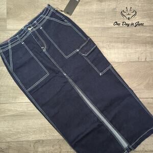 True Religion Denim Cargo Maxi Skirt Size 28 (6)